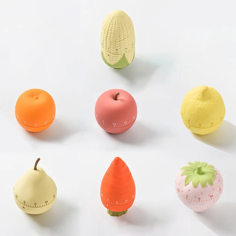 

NEW Creative Cute vegetables And Fruits Kitchen Mechanical Timer 60 Minutes Cooking Dial Timer For Home Kitchen Gadget Gift