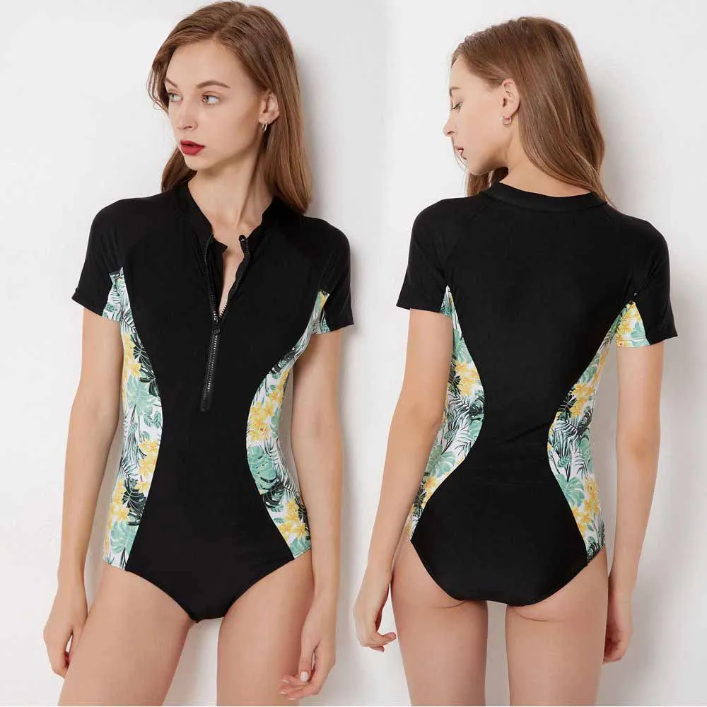 Long Sleeves Rash Guard Women Geometric Print Swimwear High Neck One Piece Swimsuit Brazilian Monokini Diving Surf Wetsuit Beach Long Sleeves Rash Guard Women Geometric Print Swimwear High Neck One Piece Swimsuit Brazilian Monokini Diving Surf Wetsuit Beach