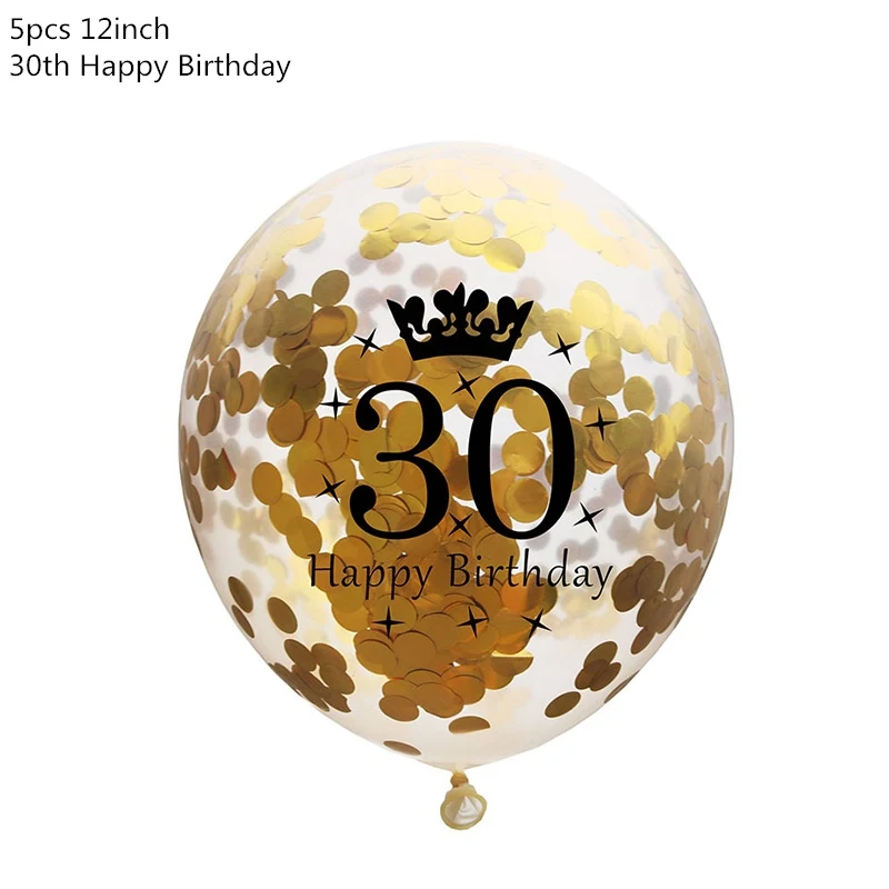 Одноразовая посуда для дня рождения с воздушными Шарами на день рождения баннер для взрослых 30th 40th 50th украшения для дня рождения - Цвет: 5pcs 30th