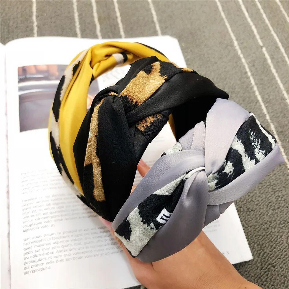 US $154.00 40pcslot DIY Simple Leopard Fabrics Middlle Tie Knot Head Bands Assorted Colors HeadBands Hair Styling Tools Accessory HA1060
