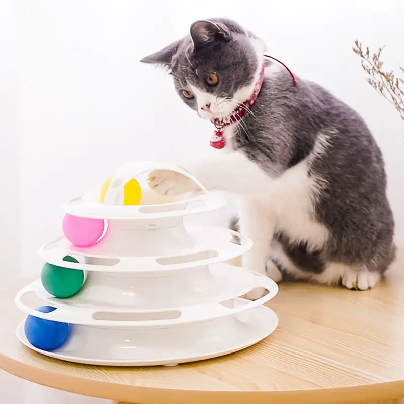 

New Creative Four-Layer Puzzle Play Track Swivel Tower Cat Ball Pet Interactive Toy