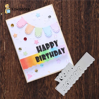 

Kokorosa Latter Metal Cutting Dies Happy Birthday Dies Scrapbooking Card Making Embossing Stencil Die Cut Craft Dies Decor 2020
