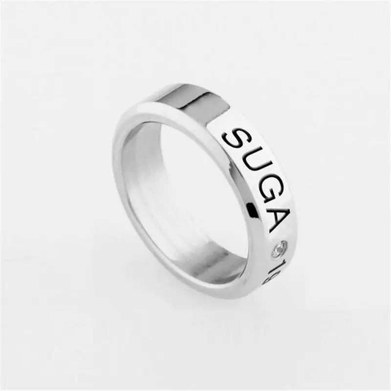 Kpop кольцо Нержавеющая сталь JHOPE кольца ювелирные изделия кольца аксессуары для Для мужчин Для женщин женский Bangtan Boys ювелирные изделия - Цвет основного камня: SUGA