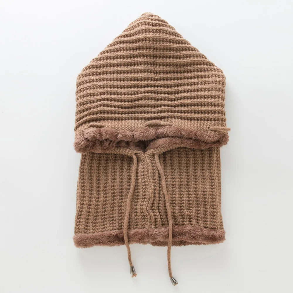 KLV шляпа для мужчин и женщин теплая вязанная крючком зимняя плюс бархатная утолщенная Slouchy сиамская шляпы с окантовкой шапка женская шапка D4