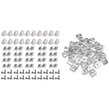 

50Pcs M5 T Sliding Nut Zin-Plated Carbon Steel T Sliding Nut & 1set 2020 Series Aluminum Profile Connector Set