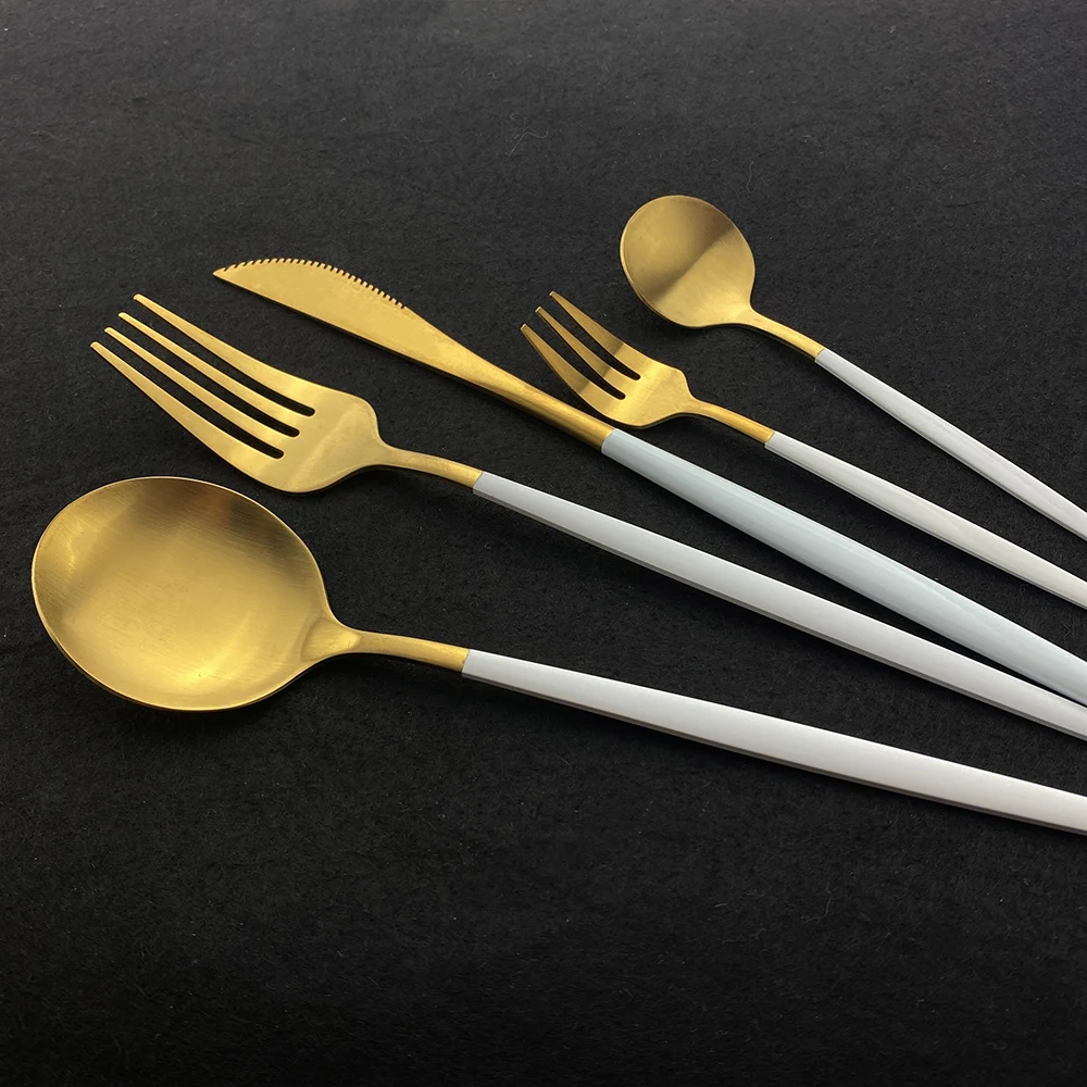 Matt Gold Dining Cutlery Set - Knife, Fork & Spoon Flatware