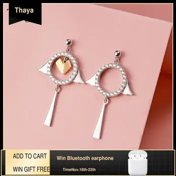 

Thaya Real s925 Silver Cute Fox Earring Stud Plated 18K Gold Rose Gold Zircon Stud Charm For Women Fine Fashion Jewelry Gift