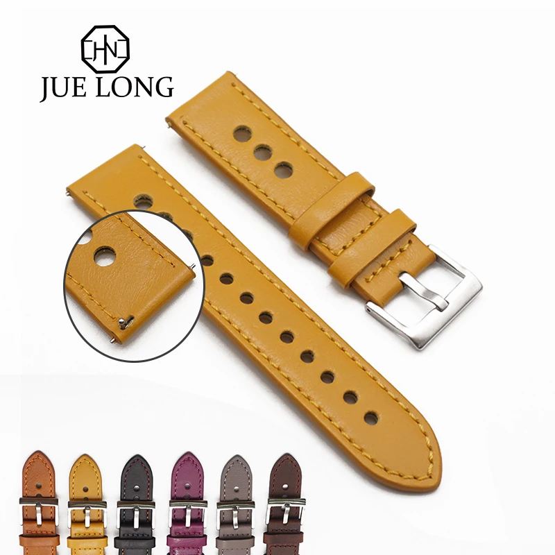 Hot Quality Accessories Watch Belt Pure Color Coffee Genuine Leather Watch Strap 22mm 1