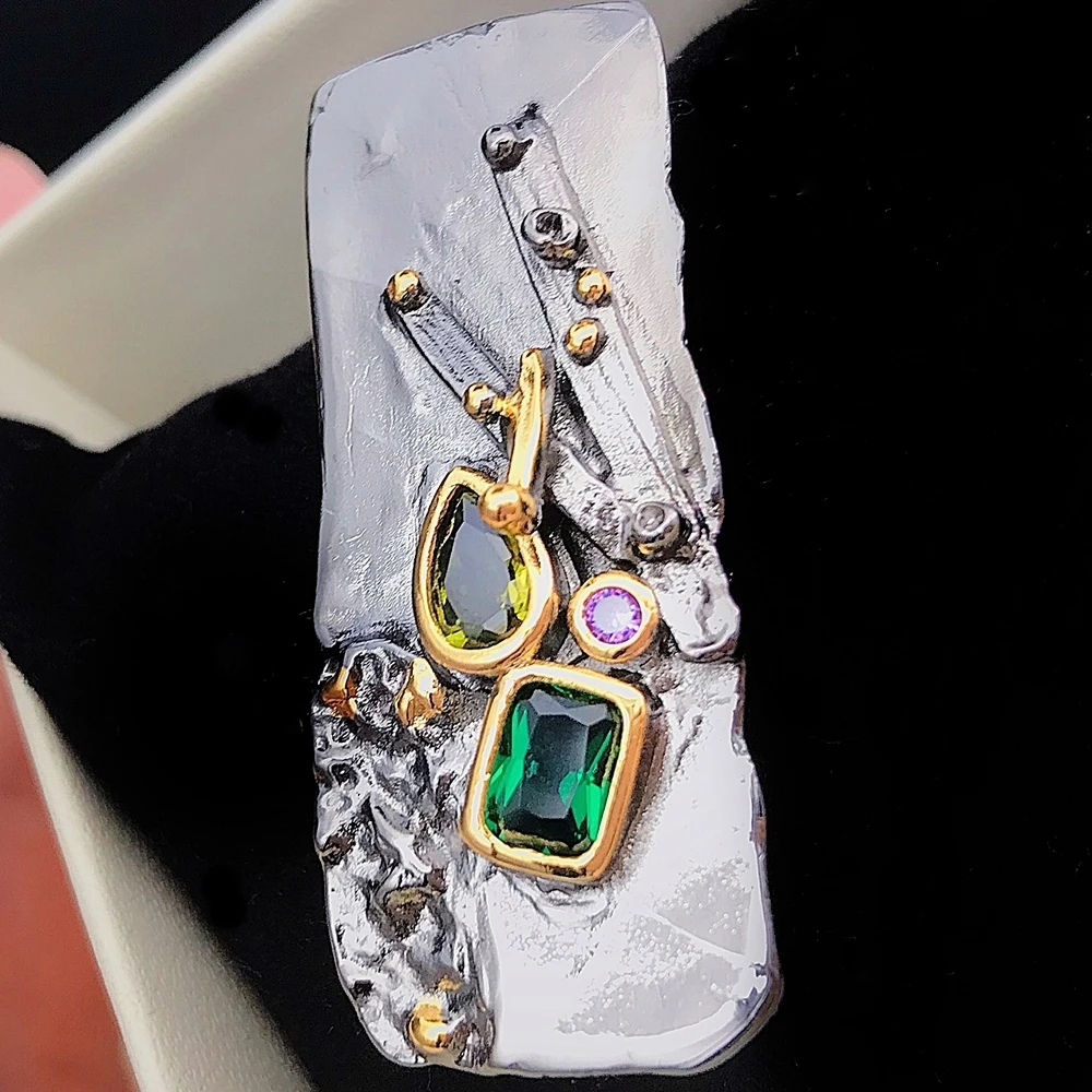 DreamCarnival1989 New Black Gold Collection Rectanglar Pendant Necklace for Women Must Have Exaggerated Personality Gift WP6678 (Black Zinc Plated Multicolour) 62 H42b5e38cd9bc48618ecfe6fde1f6367c7
