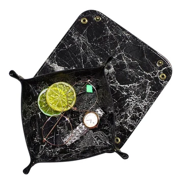 

Foldable Storage Box PU Leather Square Tray For Dice Table Games Key Wallet Coin Box Tray Desktop Storage Box Trays Decor