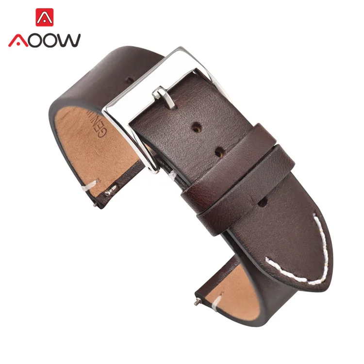 Dark brown 12 14 16 18 мм 20 мм 22 мм 24 ремешок из натуральной кожи ремешок для samsung Galaxy Watch Active2 Amazfit huawei GT 2 браслет - Цвет ремешка: Dark brown