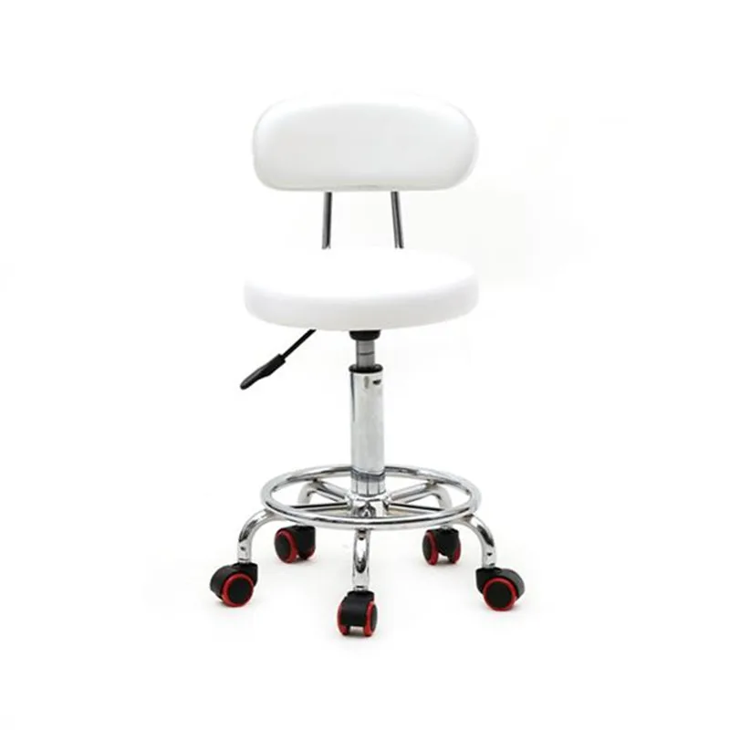 

[US-W]Round Shape Adjustable Salon Stool with Back and Line White