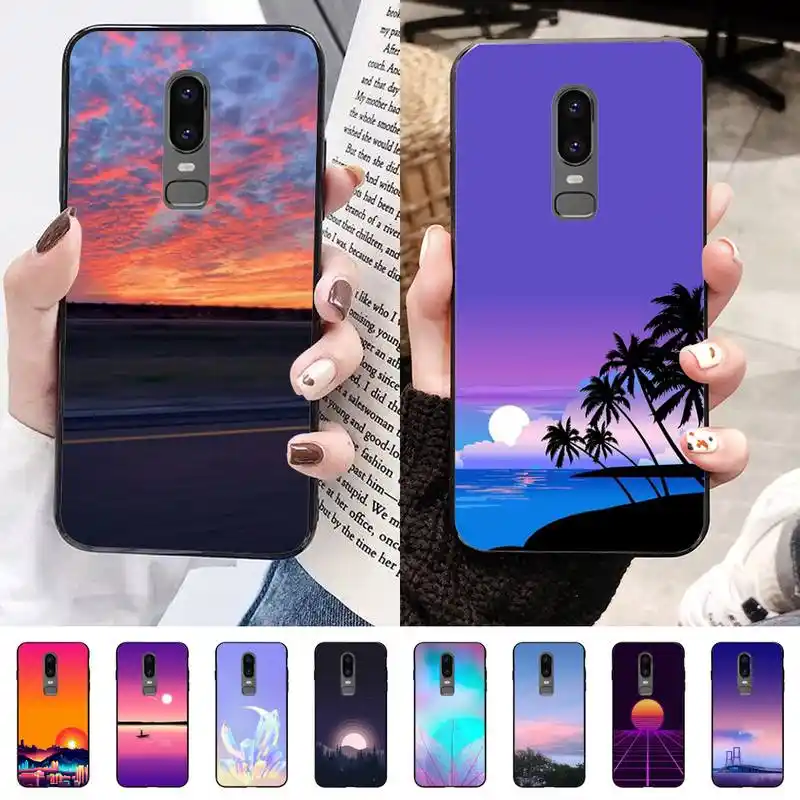 美しい日没塗装電話ケースoneplus6 Oneplus5t Oneplus5 ケース 電話用緩衝材 Aliexpress