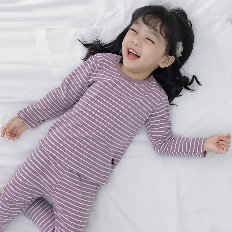 Детский пижамный комплект для мальчиков и девочек, полосатые пижамы, топ и штаны одежда унисекс г., одежда для сна для малышей одежда для сна для детей от 18 месяцев до 13 лет