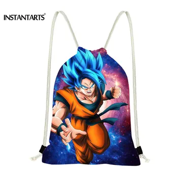 

INSTANTARTS Light Weight Dragon Ball Z Pattern Unisex Shoulder Bags Boys Teenager School Bags Outdoor Sport Gym Drawstring Bags