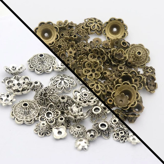150pcs Mix Tibetan Gold Silver Color Metal Loose Spacer Bead Caps For Diy Jewelry Making Finding Necklace Accessories Wholesale Uneven Mixed 03
