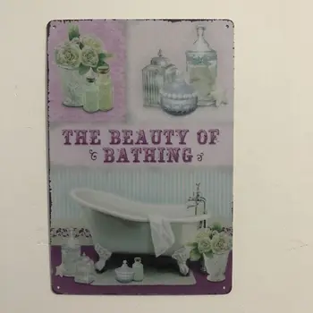 

[Luckyaboy] The Beauty of Bathing Vintage Metal Tin Signs Home Bar Pub Garage Decor Plates Man Cave Wall Sticker