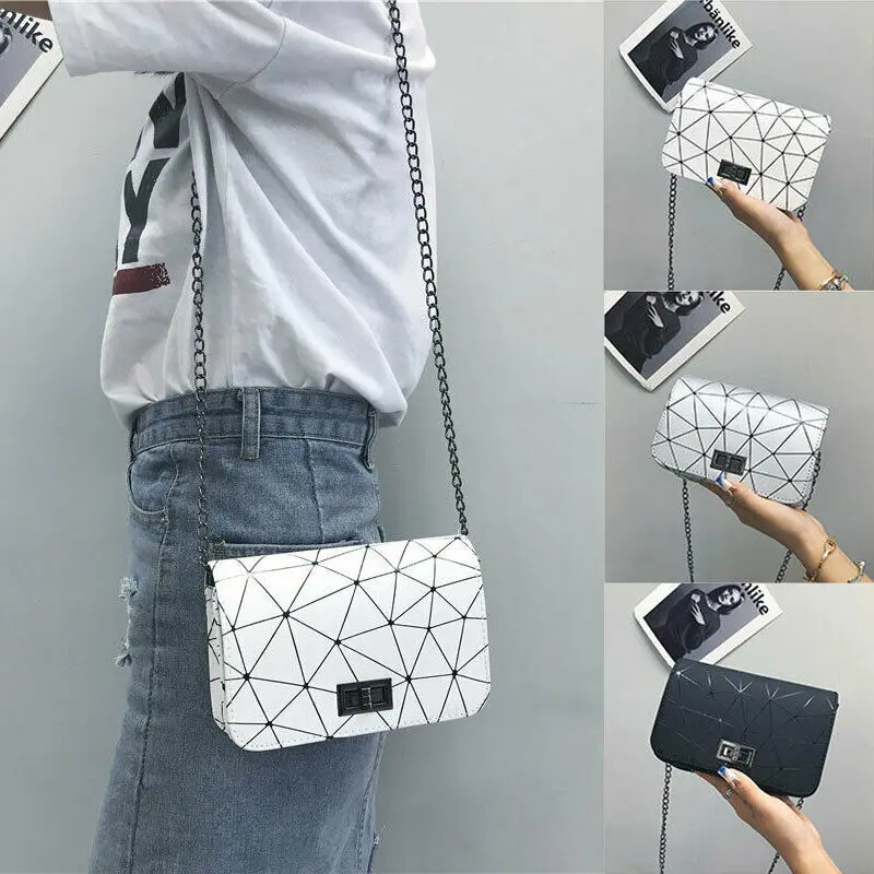 

NoEnName-Null Hot Women Ladies Leather Chain Cross Body Messenger Side Bag Diamond Shoulder Evening Handbag Purse