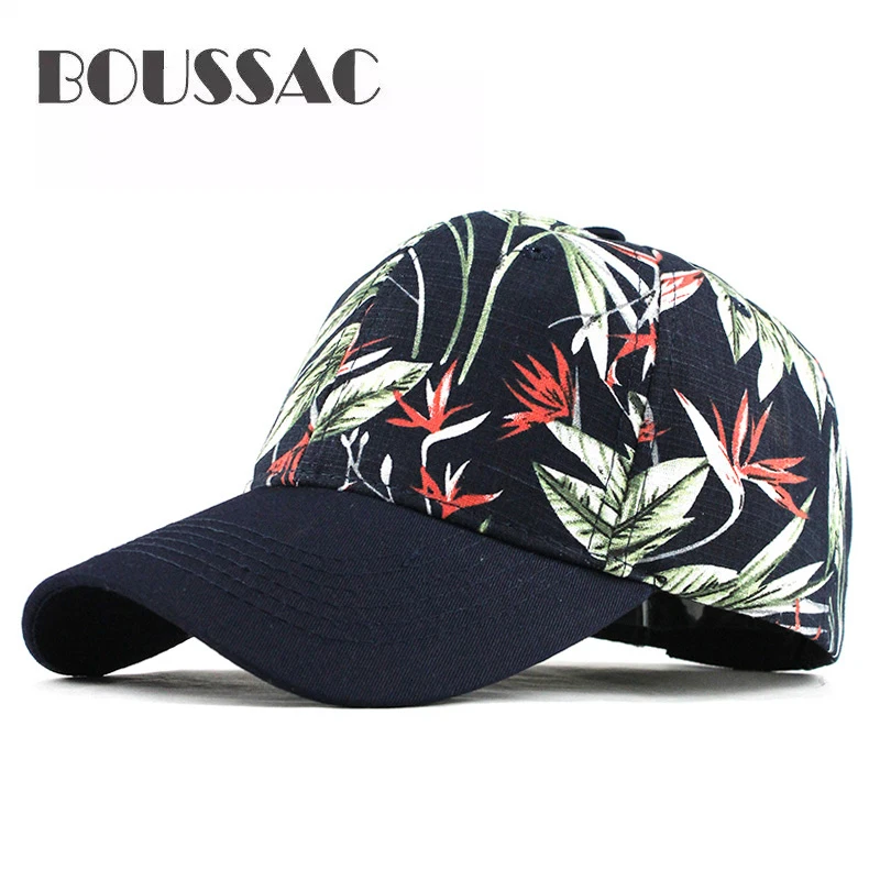 

BOUSSAC Men Women Baseball Cap Snapback Printing Flowers Couple Hats Quality Cotton Summer Caps Bone Knitted Hats