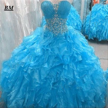 Новинка, синее бальное платье, милое бальное платье, 16 платьев, расшитое бисером, вечерние платья для выпускного бала, дебютантное платье, Vestido De 15 Anos BM182