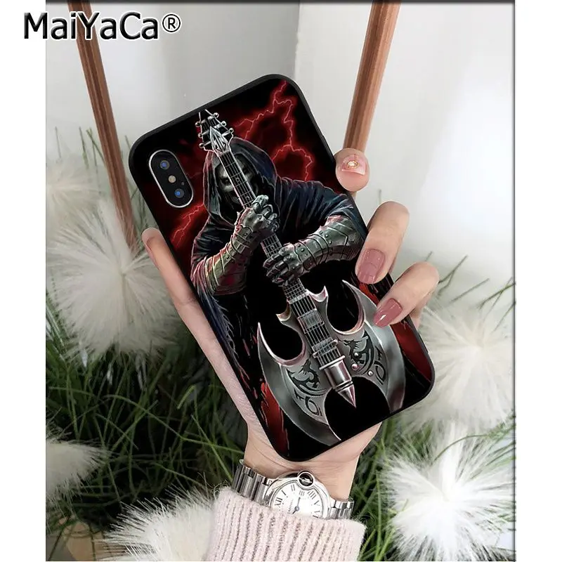 MaiYaCa Grim reaper skeleton Rock Music guitar Gun Phone Case for iPhone X XS MAX 6 6s 7 7plus 8 8Plus 5 5S SE XR 11 11pro max - Цвет: A3