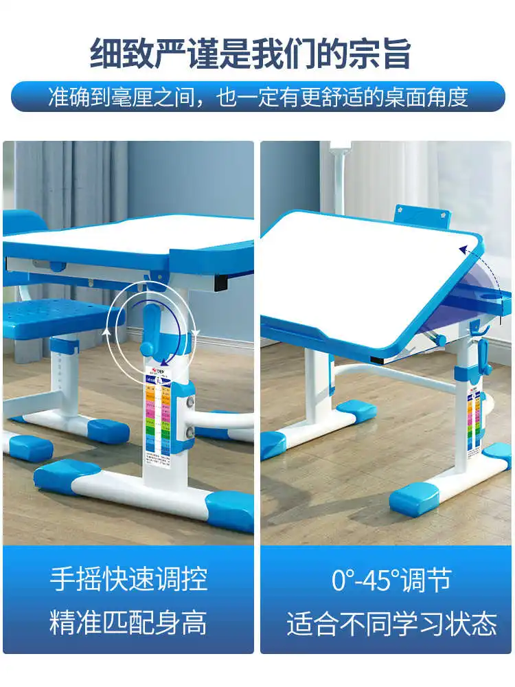 Children's Ergonomic Study Desk Height Adjustable Kids Study Table Chair Set Girls Boys Writing Desk Chair Storage Drawer Kids