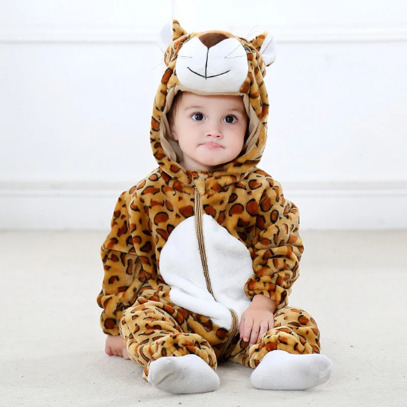 Милые детские пижамы домашние теплые мягкие фланелевые детские ползунки костюм Тигр утка Панда косплей одежда для сна