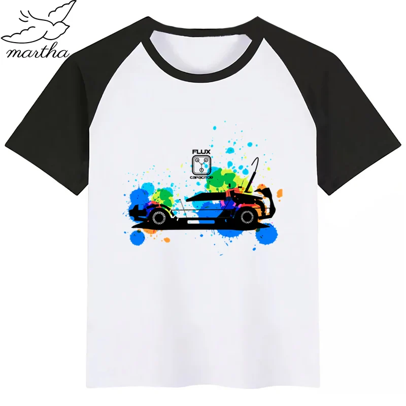 DMC Delorean/Детская футболка с принтом Назад в будущее забавная одежда для маленьких
