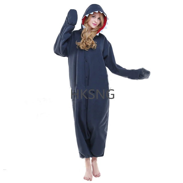 Pijamas de tiburón gris para adultos, ropa de dormir, Mono de dibujos  animados, Kigurumi, disfraz de Halloween, novedad - AliExpress