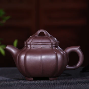 

Yixing purple clay ore old purple clay pot all hand sifang authentic boutique pot