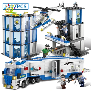 

1002PCS SWAT Aircraft Truck Robot Building Blocks City Police Weapon Vehicle Bricks Toys for Boy Children
