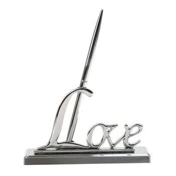 

Wedding Signing Pen with Silver Plated Metal Love Holder Party Pen Set (Silver)