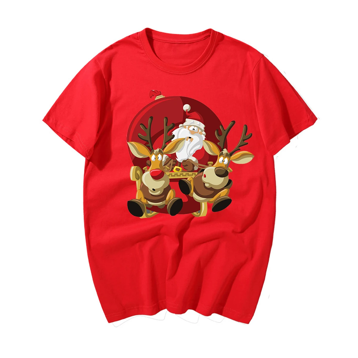 Забавные новогодние футболки с изображением Санта Клауса и оленя, мужские футболки с рождеством, мужские повседневные футболки из хлопка, подарок на Рождество для влюбленных
