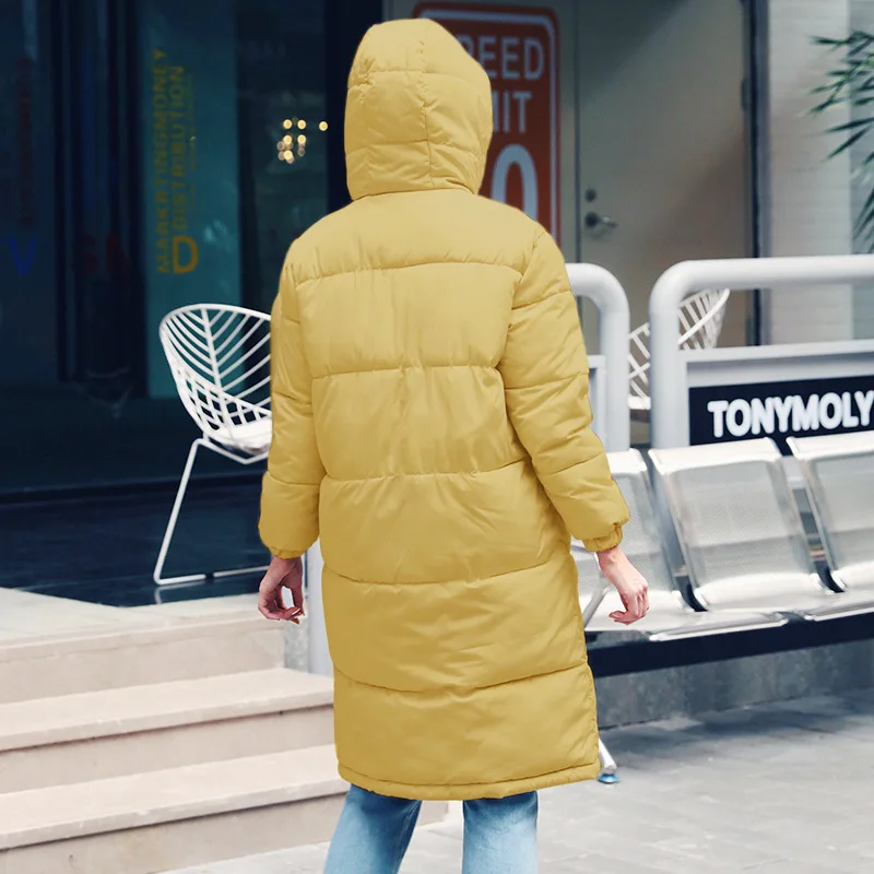 Winter Cotton Coat Women Zipper Big Pocket Black Casual Outwear Jackets Hooded Thicken Warm Parkas Ladies Winter Clothes
