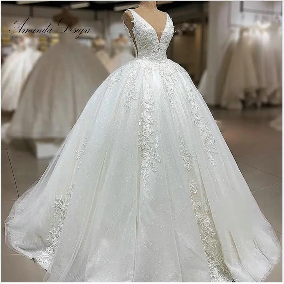 

Amanda Design robe de mariee courte Cap Sleeve Lace Appliqued Wedding Dress