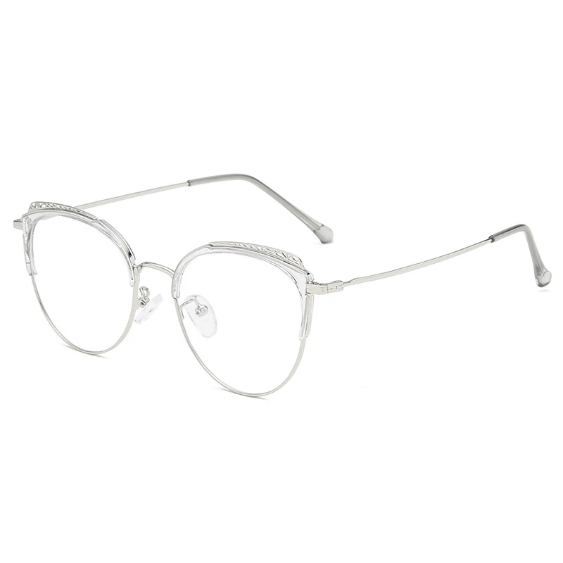 Seemfly, Ретро стиль, TR90, кошачьи ушки, для женщин, близорукость, оптическая оправа, простые металлические очки, модные женские очки Oculos De Grau - Цвет оправы: C2