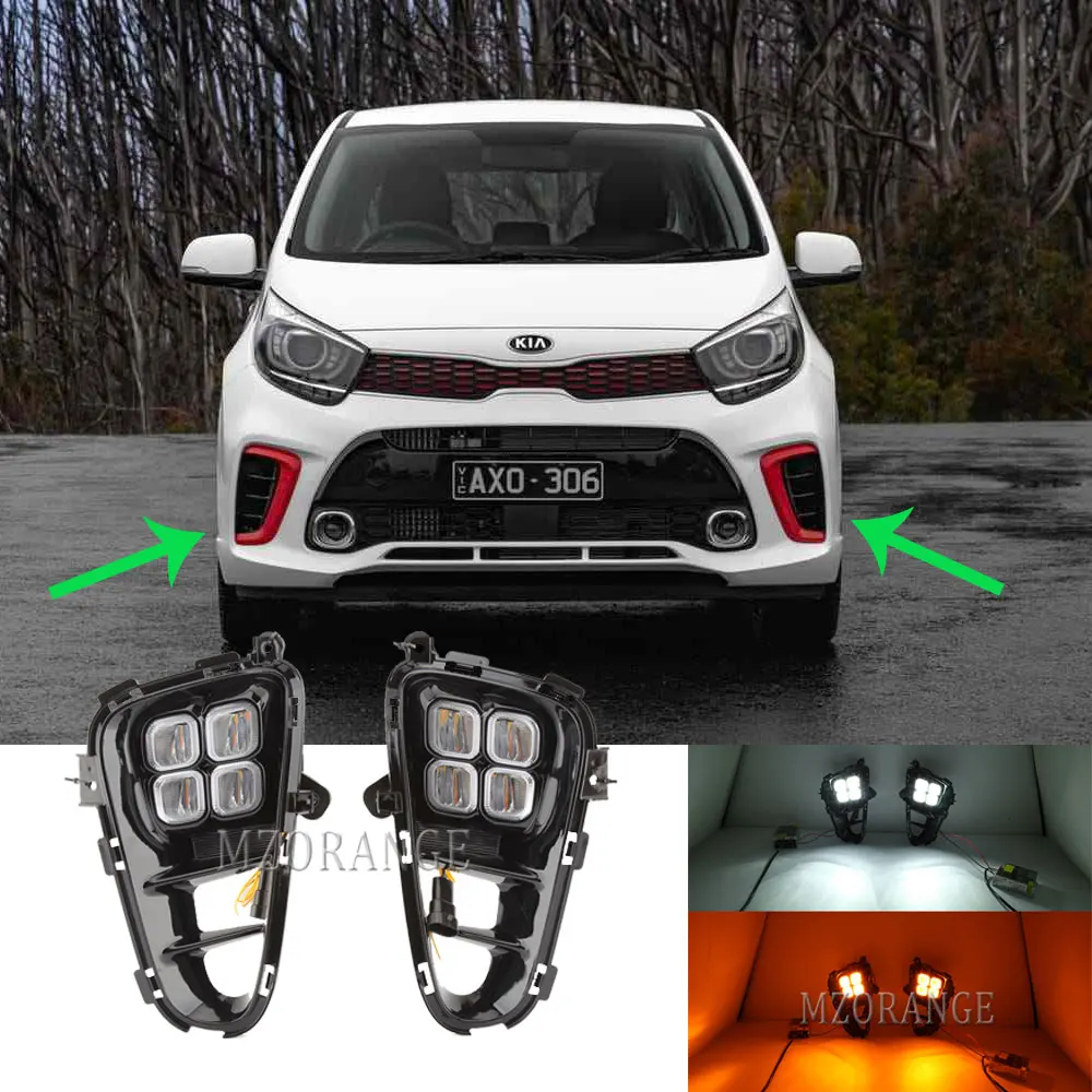 

headlight LED Fog Lights DRL for Kia Picanto 2017-2019 Fog Light LED Daytime Running Light headlights Assembly Day Light