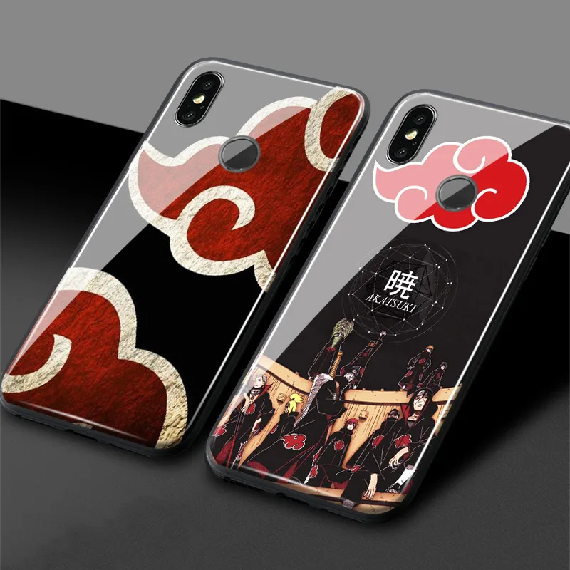 Akatsuki чехол для телефона аниме Наруто, мягкий чехол из закаленного стекла для Xiaomi mi 8 9 SE mi x 2 2s 3 Red mi Note 5 6 7 8 Pro