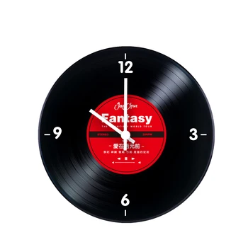 

Black Wall Clock Vintage Silent Vinyl Clock Shabby Chic Kitchen Wall Watch Barber Pole Bar Reverse Record Reloj Home Decor SC240