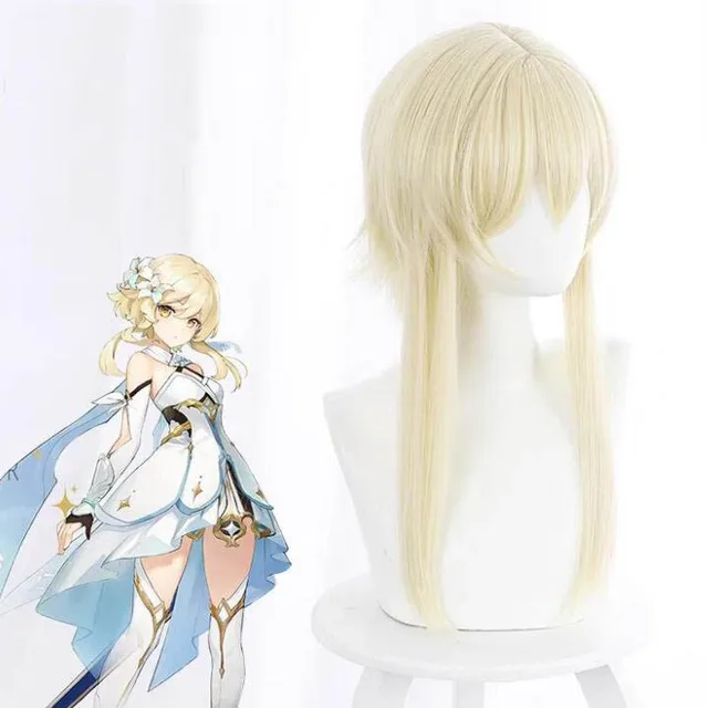 Anime Genshin Impact Lumine Aether Traveler Player Wigs Golden Heat Resistant  Hair Role Paly Cosplay Wig Lumine