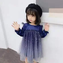 Одежда для маленьких девочек, детское платье с длинными рукавами для девочек, газовое платье с вышивкой, высококачественные милые платья для девочек