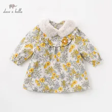 DBM11641 dave bella/зимнее милое платье принцессы с цветочным мехом для маленьких девочек детское модное праздничное платье детская одежда в стиле «лолита»