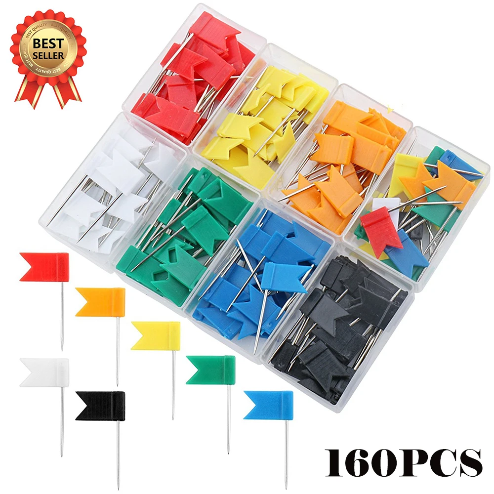 Plastic Push Pins 160 Pieces Push Pins Map Flag Tacks Assorted