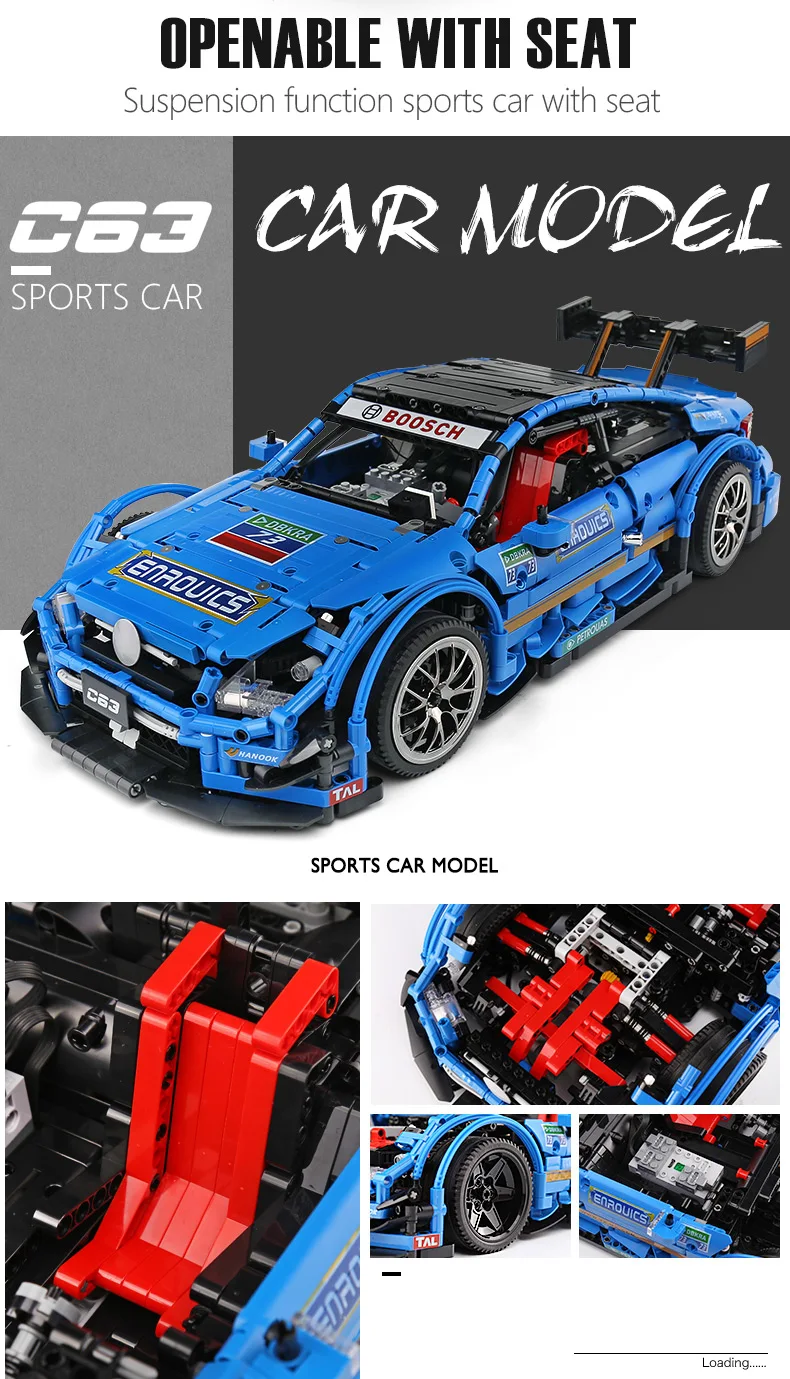 Blocos de Construção Técnica Motor Carro Compatível Moc-6687 C63 Velocidade Conjunto Tijolos Controle App rc Crianças Brinquedo Presente 20005 Dhl 14 c63 velocidade carro conjunto blocos de construção