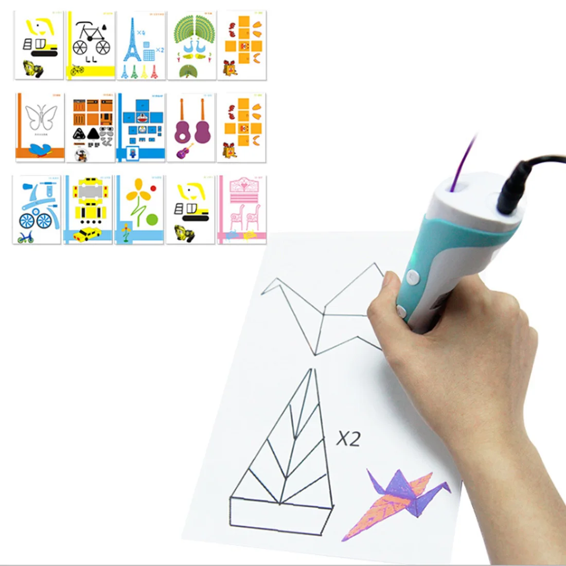 

15pcs 3D Pen Copy Board Graffiti Board Template Template Mold Special Paper For Kid Necessary Help Random