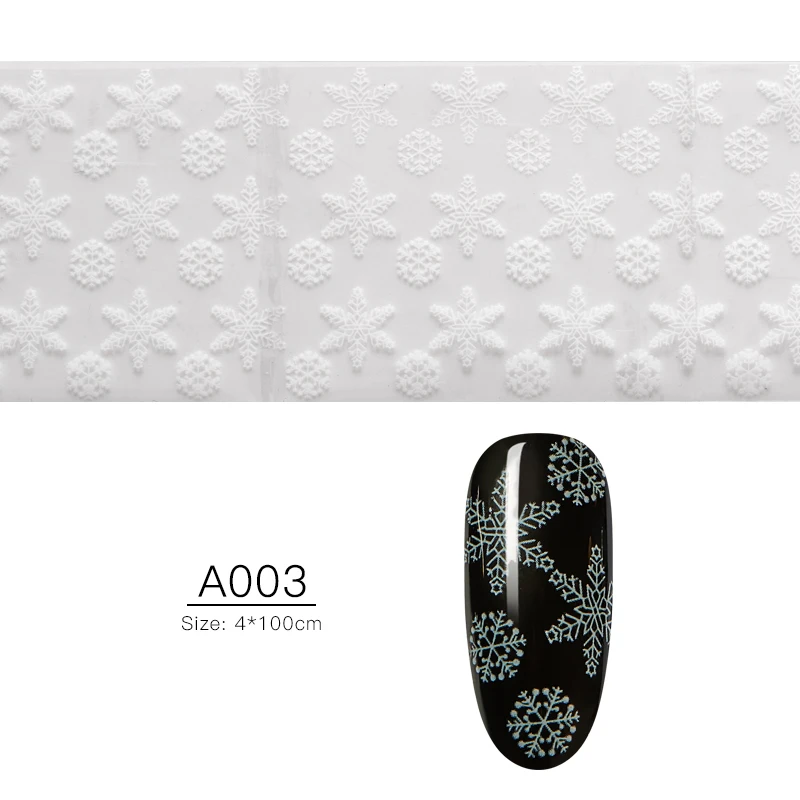 RBAN ногтей 100*4 см Лазерная переводная Фольга для ногтей рождественские украшения для ногтей Наклейка Снежный Цветок Лось подарок Санта клейкая бумага - Цвет: Q02004