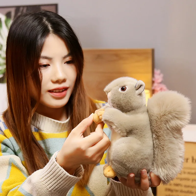 Lifelike Squirrel Plush Toy Simulation Stuffed Animal Fluffy Squirrel