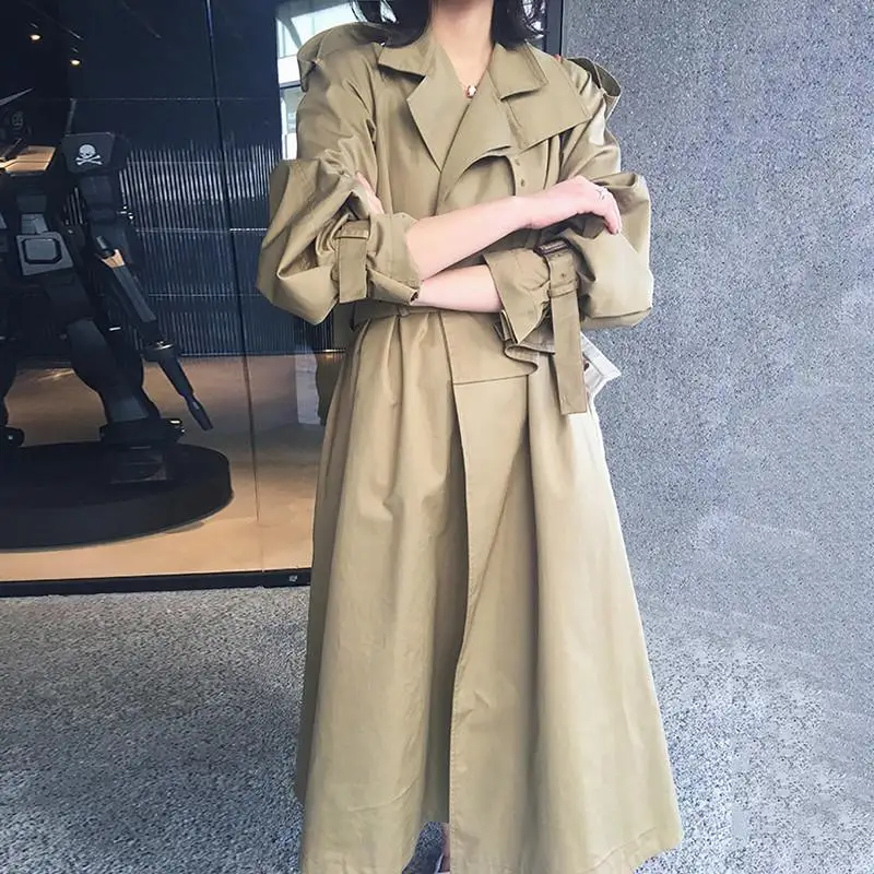 Bella philosophy Windbreaker Female 2019 Autumn Casual Chic Loose OL Harbor Wind Long Trench Coat Solid Elegant Women Outwear