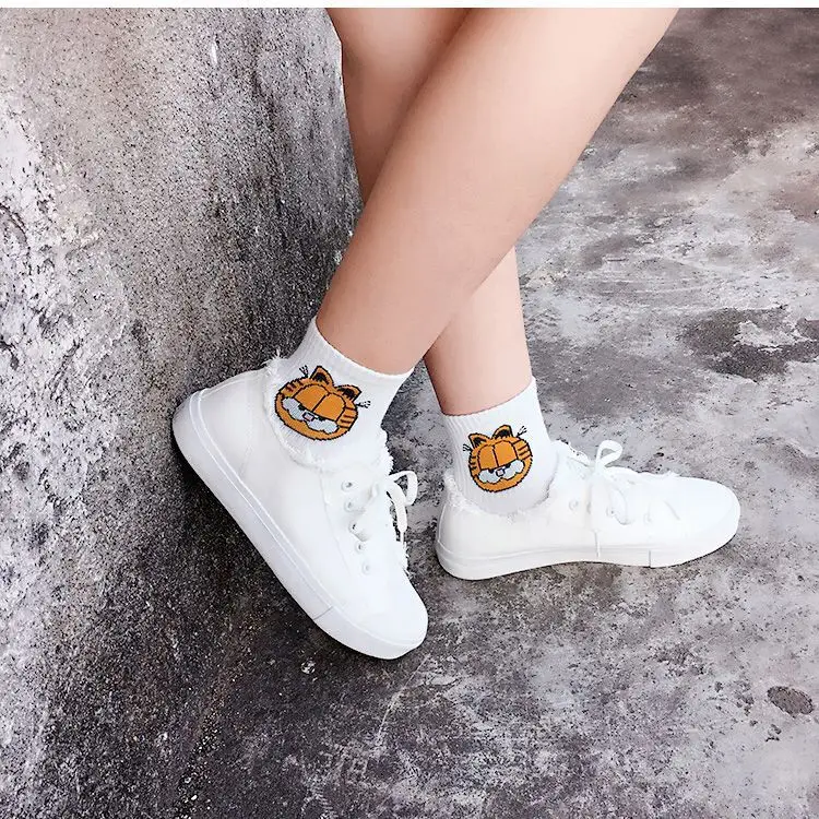 Кореи Kawaii женские животных носки без пятки с рисунком из мультфильмов для