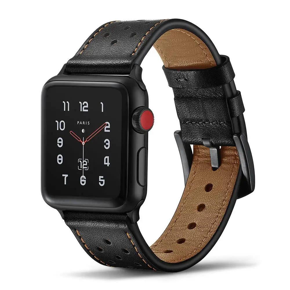 Кожаный ремешок для apple watch 4, 5, ремешок 44 мм, 40 мм, iWatch 42 мм, 38 мм, первый слой, ремешок для apple watch 3, 2
